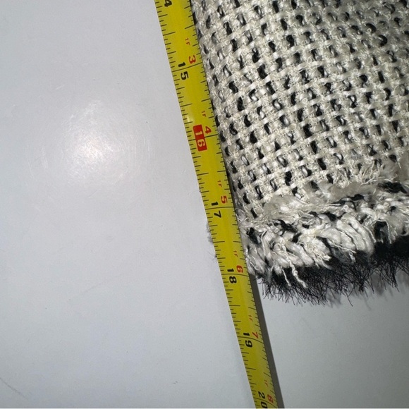 WHBM Tweed Fringe Jacket Black White 3/4 Sleeves Sz 12 - Picture 15 of 17